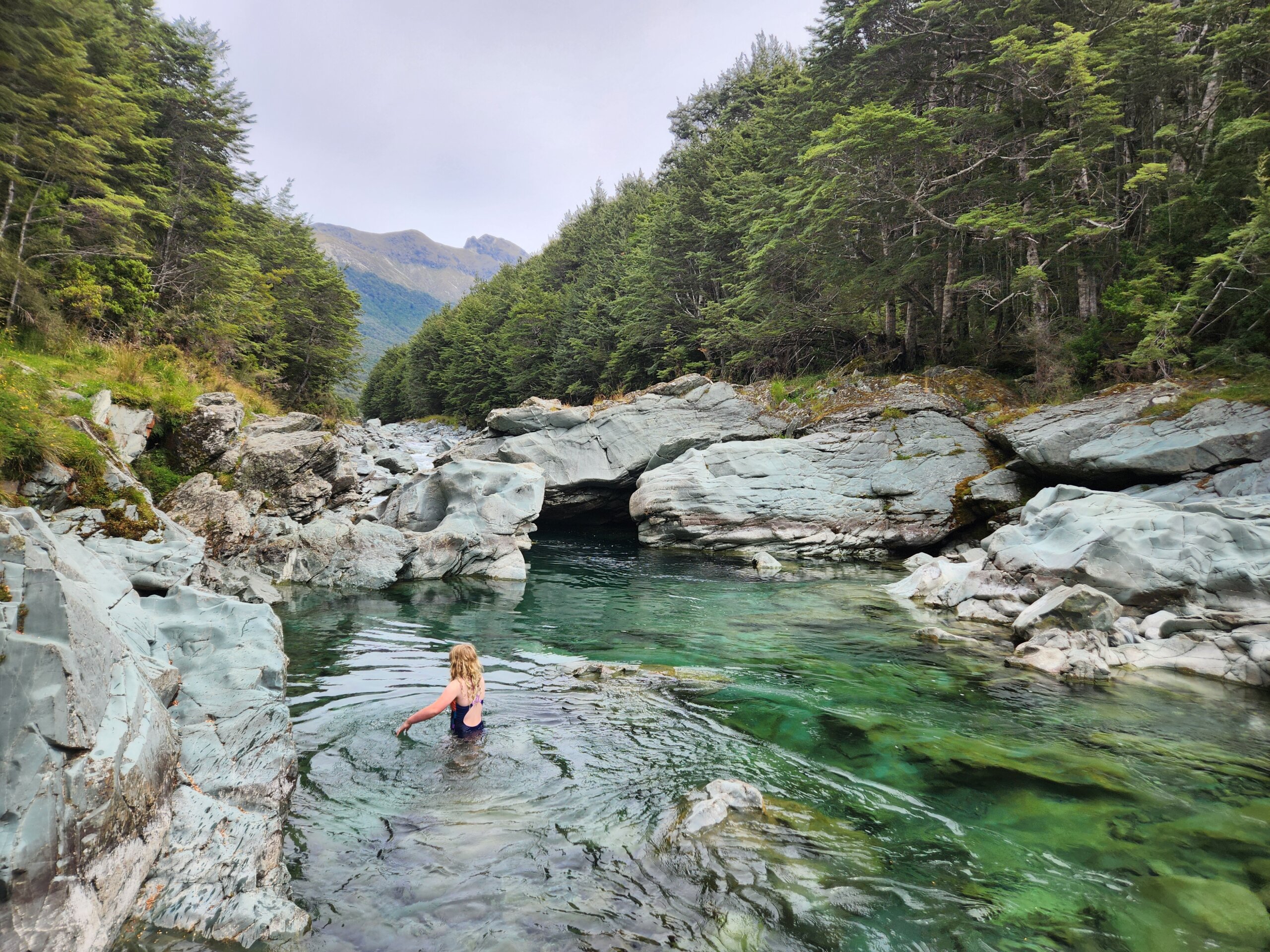 202502 Not so ‘secret’ swimming hole a 10 min walk from Greenstone Hut – credit Erin Willson
